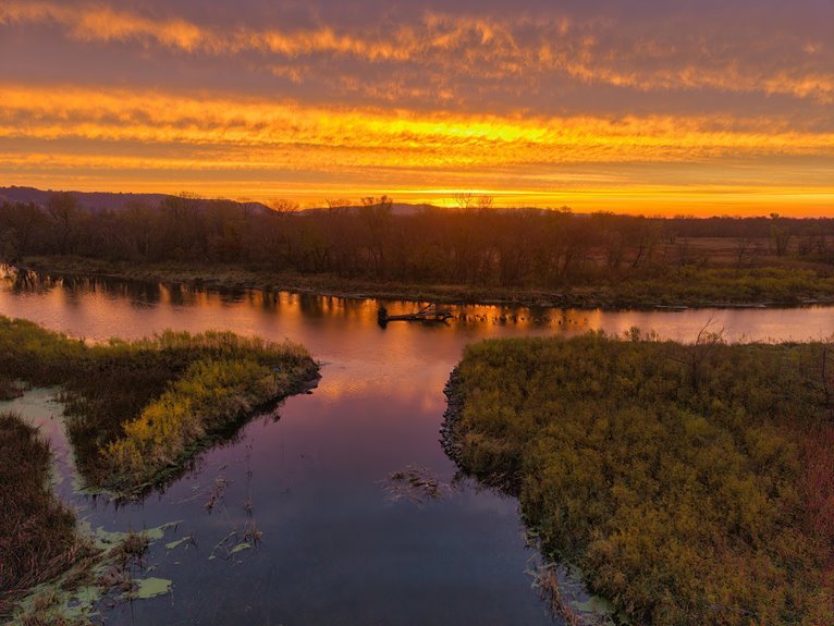 dusk over tranquil river